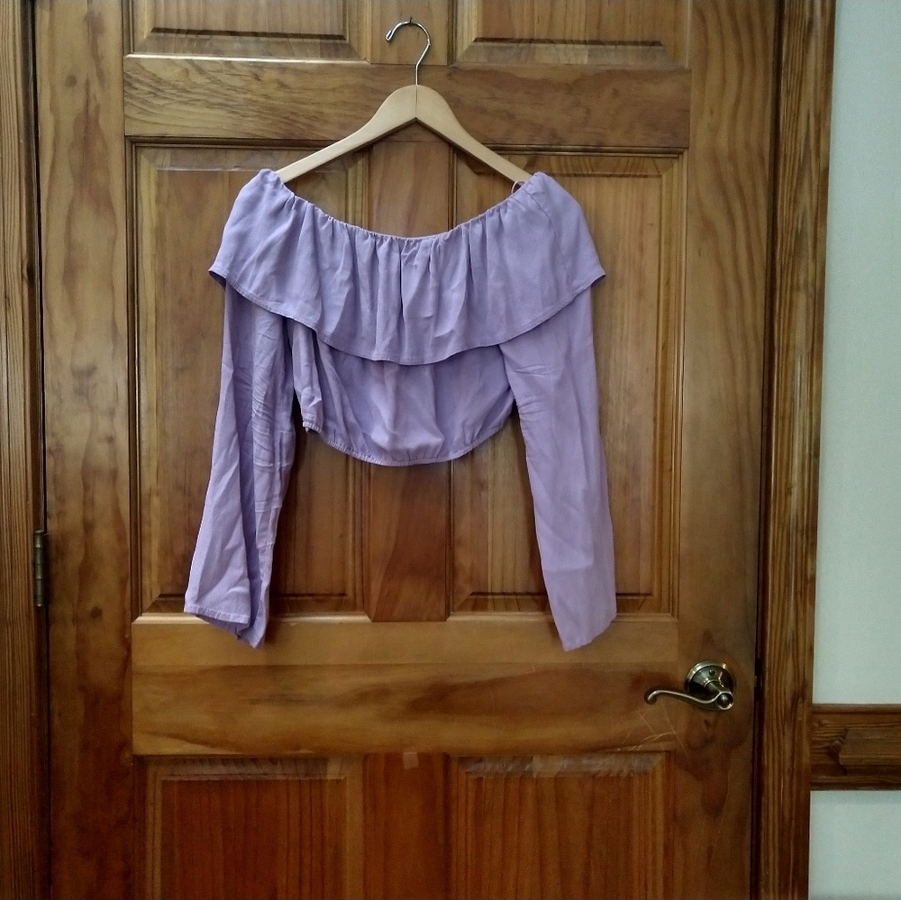 SOLD   lavender boho crop top, long sleeve